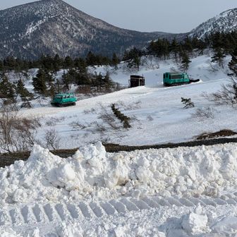 山頂で樹氷ツアーの方とお話したら、今シーズン最後のCAT便だそうです👋