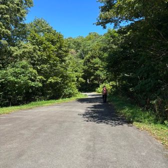 あとは駐車場までの歩き。暑いので日陰を選んで歩く