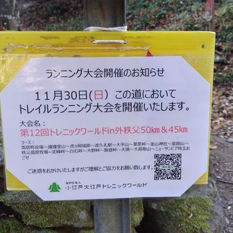 トレラン大会の案内板。