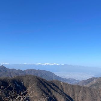 南アルプスと甲府盆地