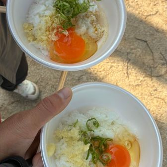 のだ初の卵かけご飯のサービス
うんまかった🙌