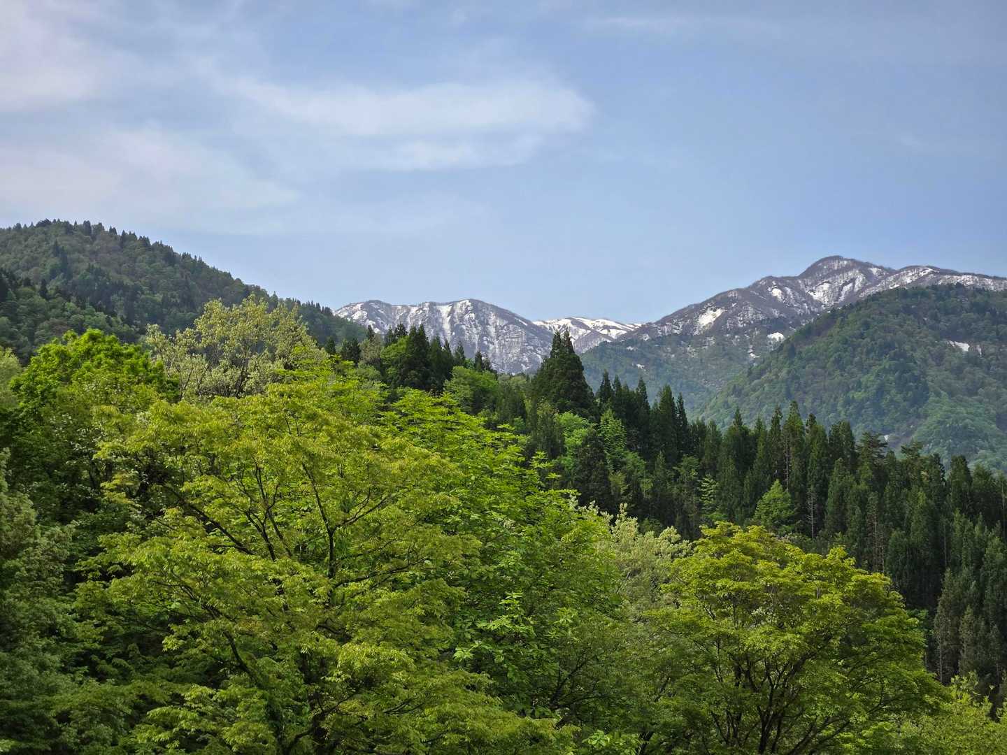 振り返ると山が綺麗～😍
白いのは白木峰かな