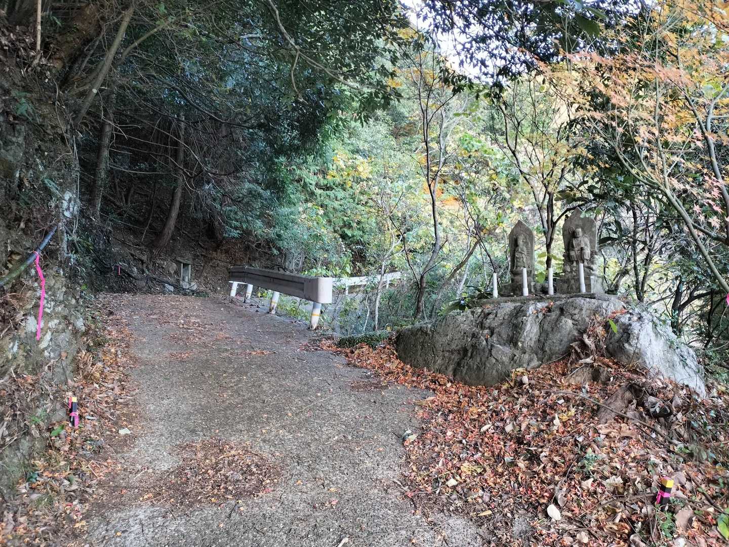 お地蔵さんが道案内してくれます。
高校2年（平成5年）の秋、麓の学校の校庭でテント幕営して夕食で鶏肉入りの鍋を食べて、翌朝この山を登った記憶があります。あれから32年経つなんて信じられない。