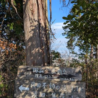 繖山(観音寺山)ピーク

こちらでソロのハイカーさんとお喋りしながら、🍙食べました。この先、落ち葉も多いのでお気を付けてとお菓子も頂いて元気出ましたよ😊