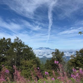 御嶽山から雲のスジ