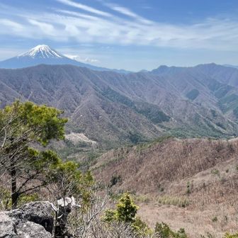 山標裏の岩場で腰掛け休憩。堪能したら下山します。