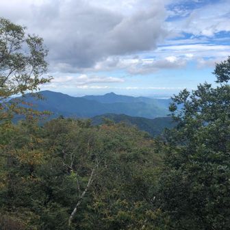 三頭山東峰の展望台からの景色。大岳山よく見えます。