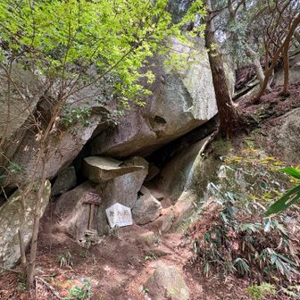 先にピークを通り過ぎて、胎内石へ。
カビ臭かったので近寄らず