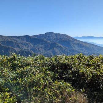 赤倉山の上に妙高山の山頂のみ見える。