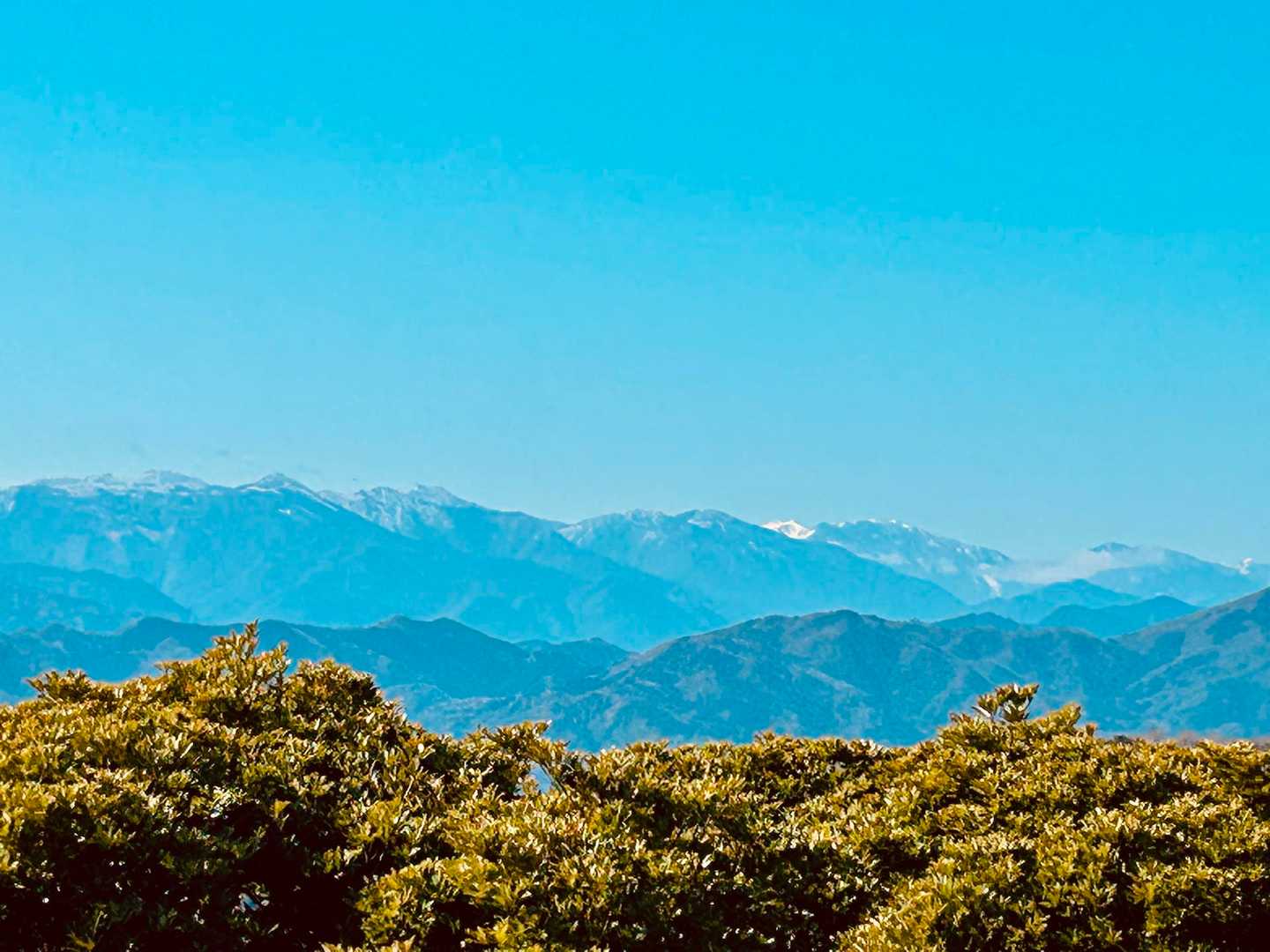 剣山方面、雪が輝いている