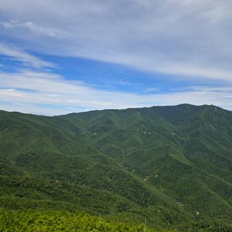 国師ヶ岳の左に金峰山の先っちょがチラ見え