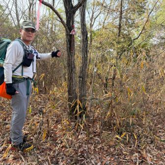 ⑨前坂山
反対方向から来た登山者と言葉を交わす
藪がひどいので御着駅から来たのだと