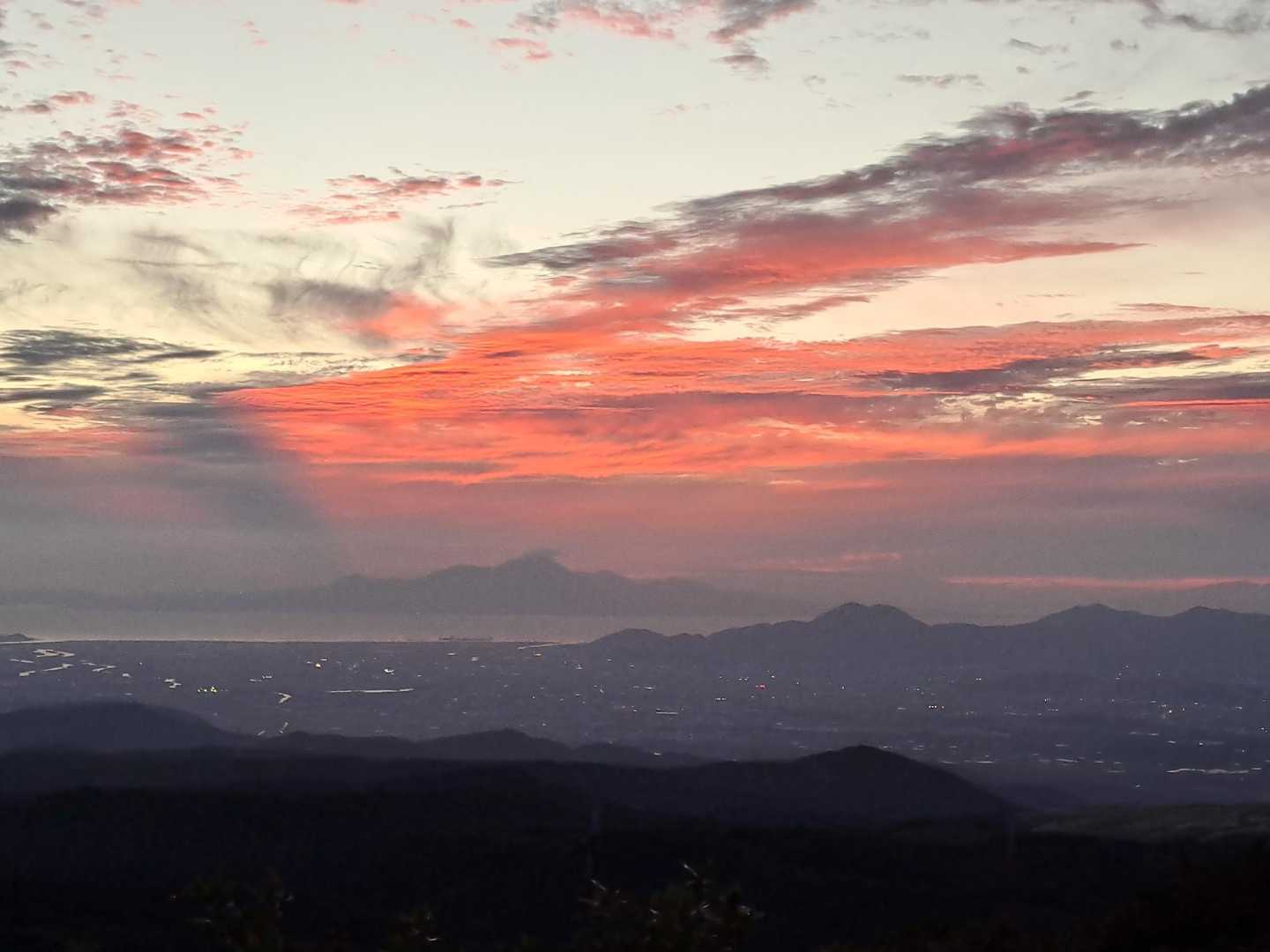 夕陽、雲仙　夕方登山のご褒美