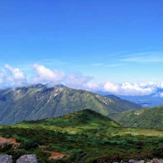流石山と大倉山、三倉山方面。