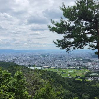 長尾山山頂を少しおりたところの景色
晴れていて嵐山が一望できてすごいいい景色〜👍✨
