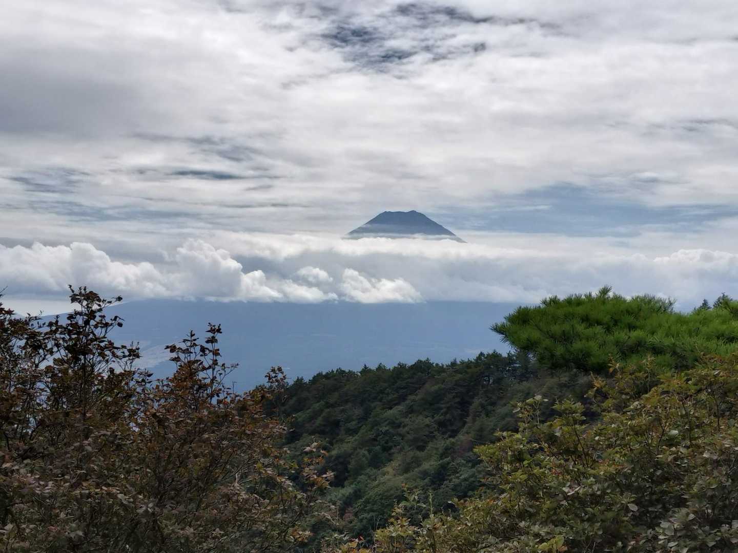雲がかっていますが、大きく富士山が見えました＼(^o^)／✨️曇り予報だったので、本当に嬉しくて、写真撮影がとまらない😍✨️