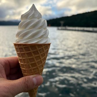 あらっ、セブンイレブンだぁ
ちょっと休憩🍨
芦ノ湖見ながら頂きます😋