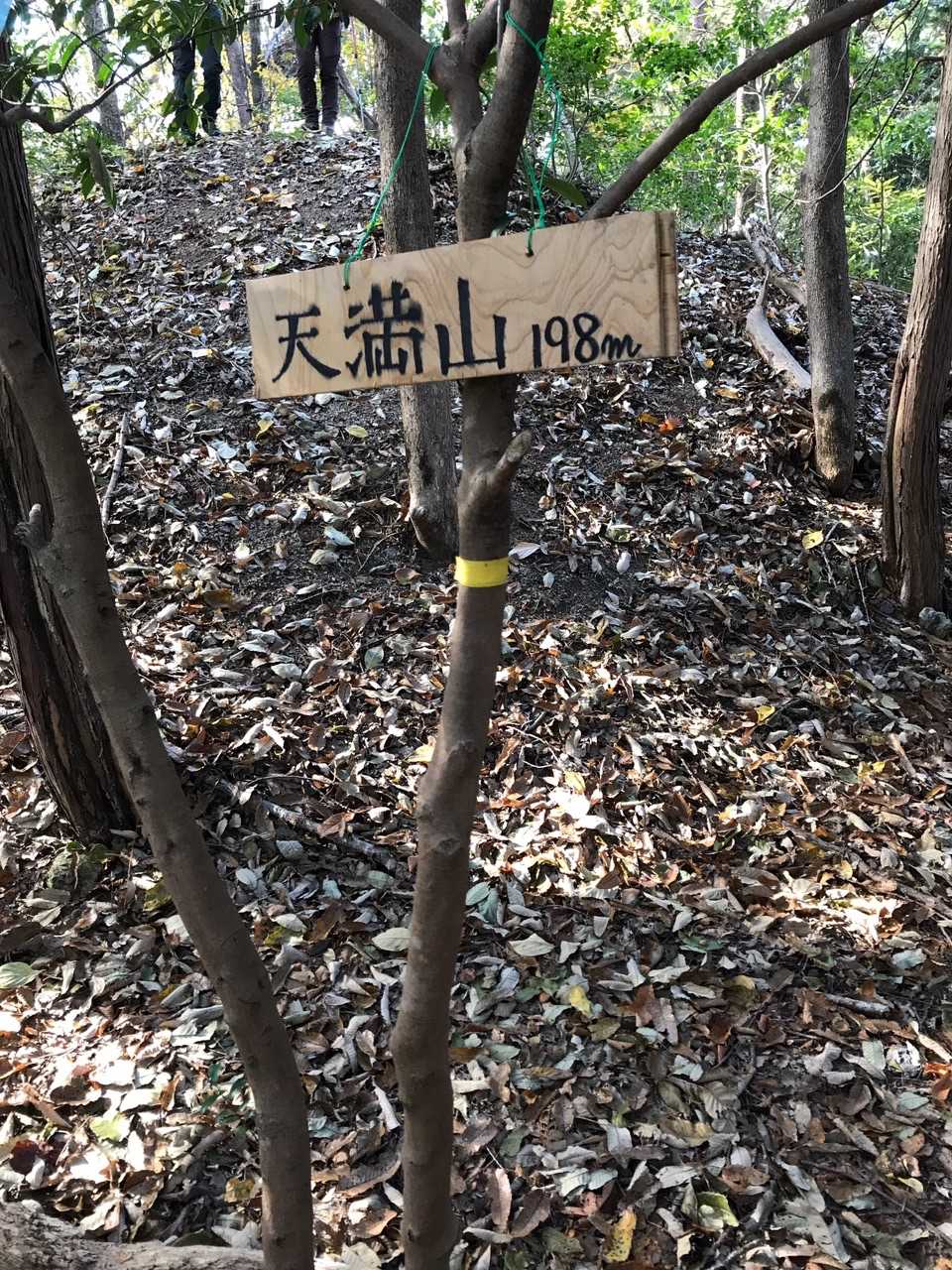 ルートが無い急登を登って天満山に到着。
落ち葉で登るのが大変でした。