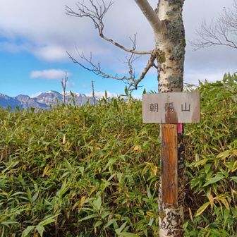 朝陽山山頂到着
三角点は西側にあるので、踏み跡の分岐へ戻って西へ
