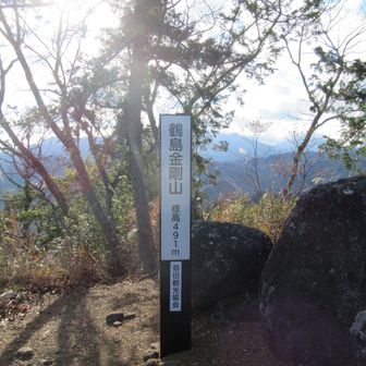 お助けロープのある急坂を登り、鶴島金剛山に到着