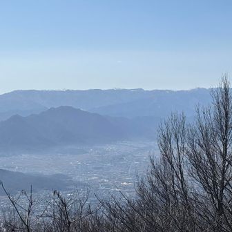 奥に美ヶ原　真ん中は独鈷山
少し霞んでるのは黄砂の影響かなぁ