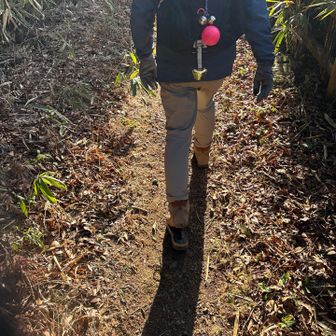 御亭山頂まであとわずかのところで妻のソールが剥がれる😅