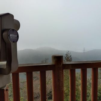 南面は霧？もや？真っ白ですなぁーんにも見えません今日は久し振りに城山コ−スを下って見ます