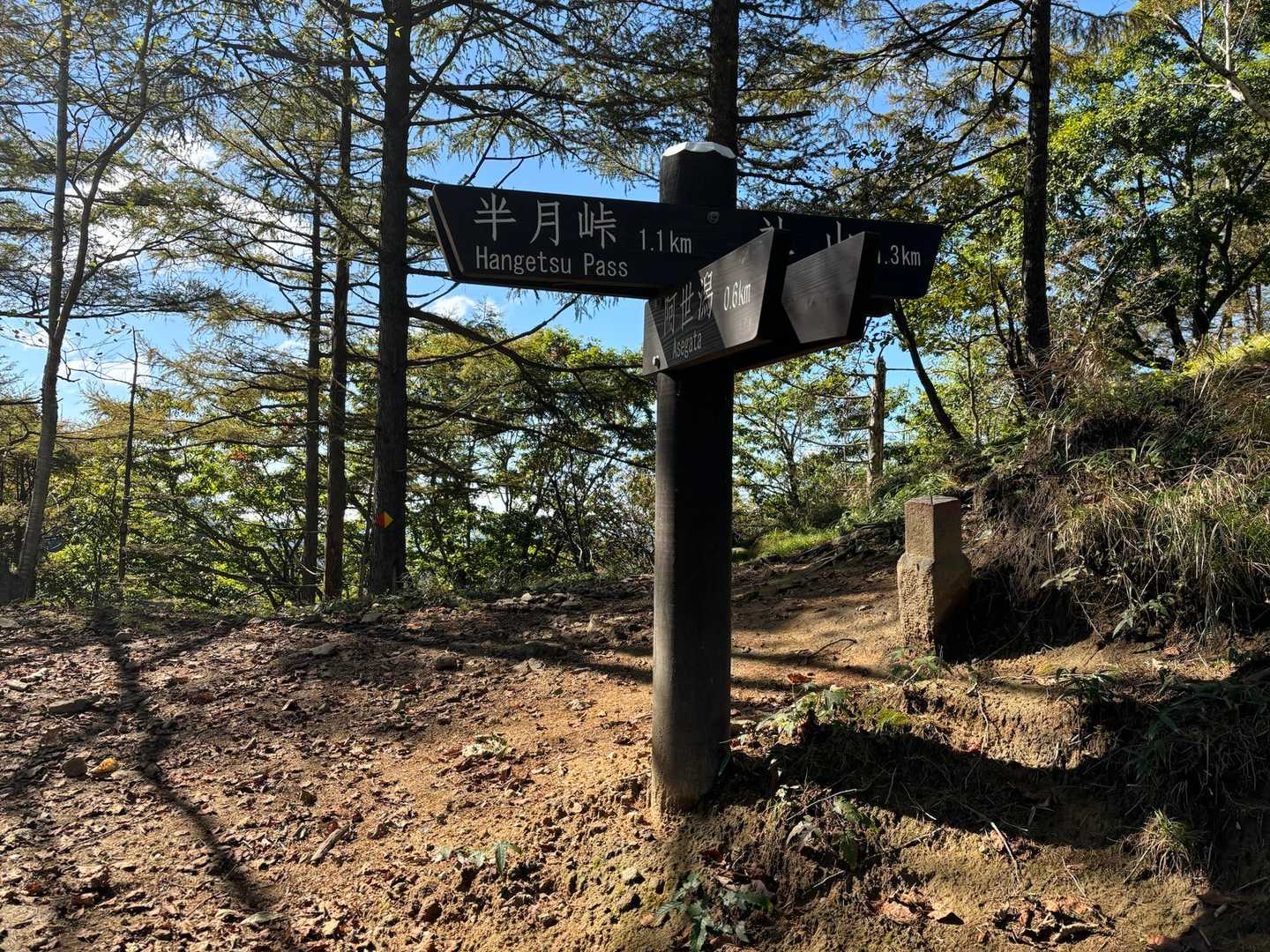 阿世潟峠にきました。半月山から縦走して、ここに来る方もいます。