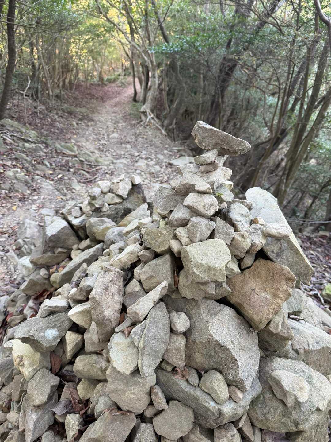 積み上がった　たくさんのケルン🪨

昔から愛されてる山なんやなぁ⛰️