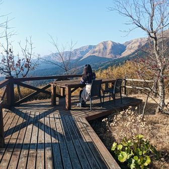 喫茶店の展望デッキ