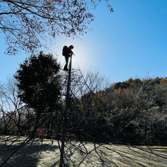 公園の遊具に登った師匠✨
神々しいわ🤣