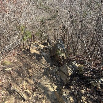 御嶽山の手前の鎖場を上から、久しぶりに来たら怖かった、前より削られている