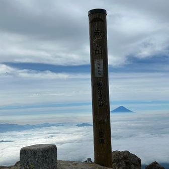 赤岳山頂と富士山　