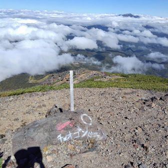 石にメモ？チャオゴンドラ、かな？ここか下に下れそうだがどこに行くのか…