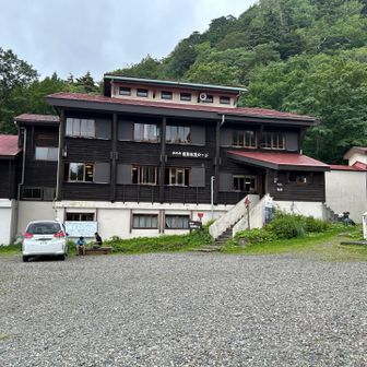 蓮華温泉ロッジに下山