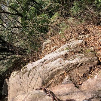 1番危ない大岩巻き、帰りも危ない、下は崖😱