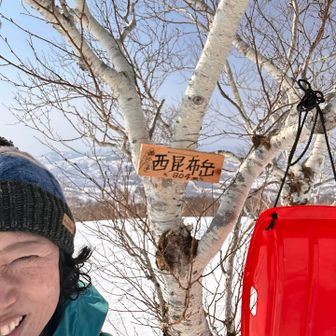 標識と記念撮影。