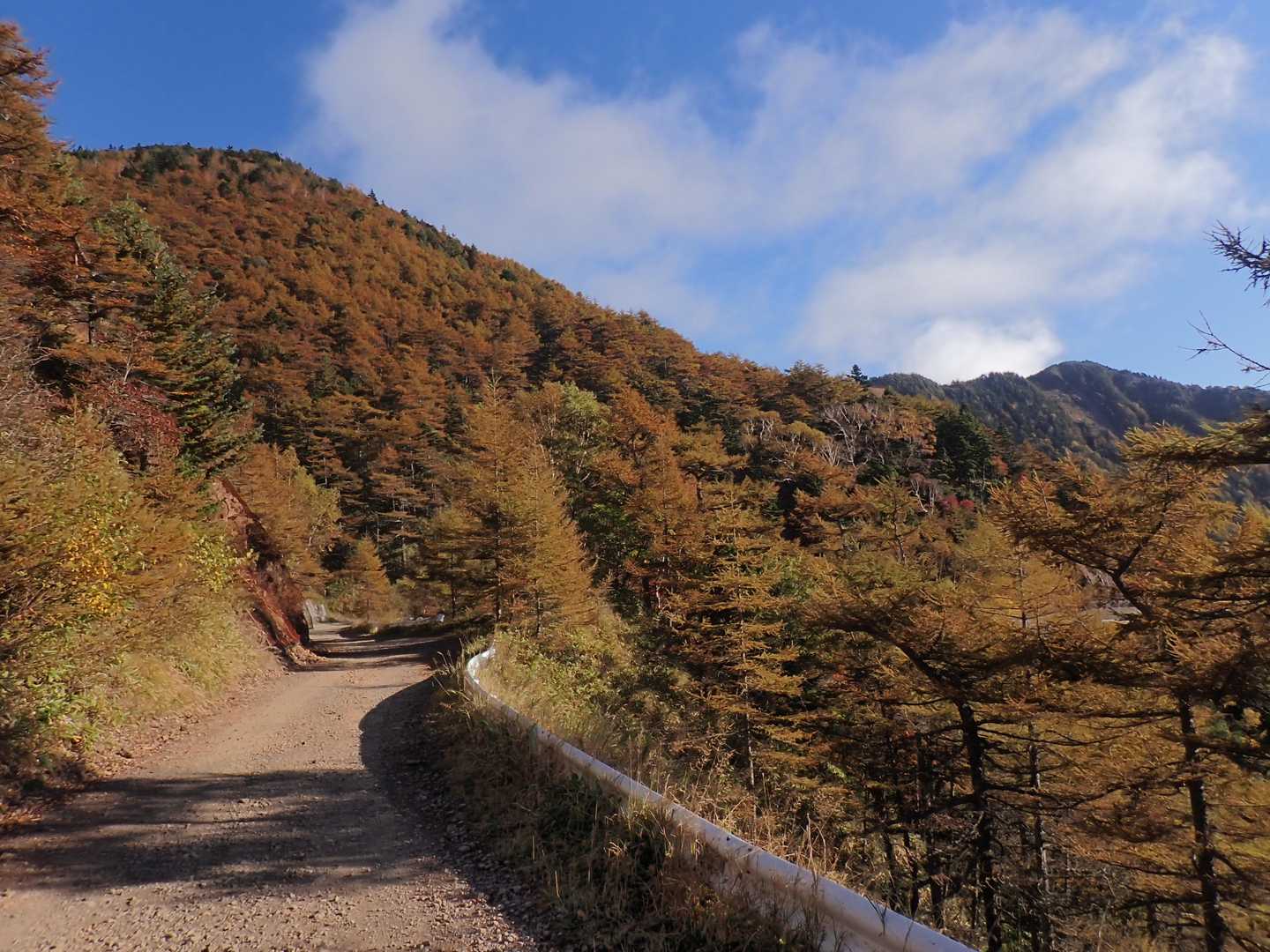 林道歩きで戻る、下山すると晴れるは登山アルアル。
篭ノ登山（左）と水ノ塔山（右）