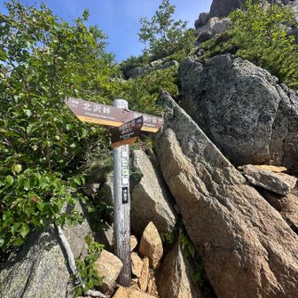 この看板
六方石からは、２ルートが選択
もちろん
登りは「岩場を直登ルート」
下りは「巻き道ルート」