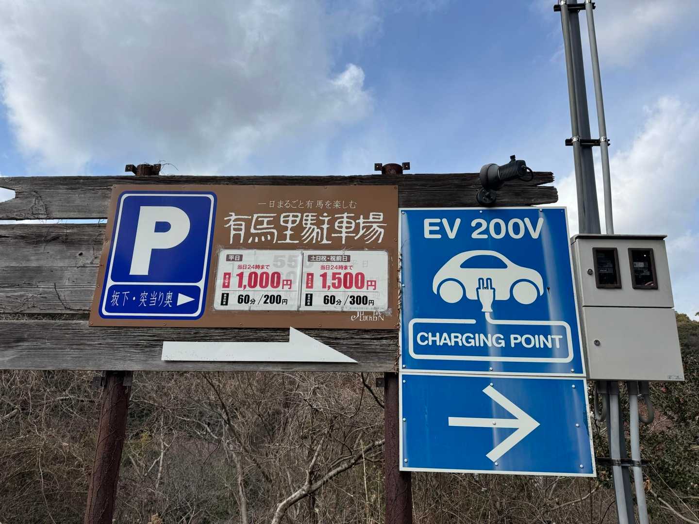 1日停めるならもっと安い駐車場もあるけど、ダッシュで行って帰って来る予定なので、1番近いこちらの駐車場利用。