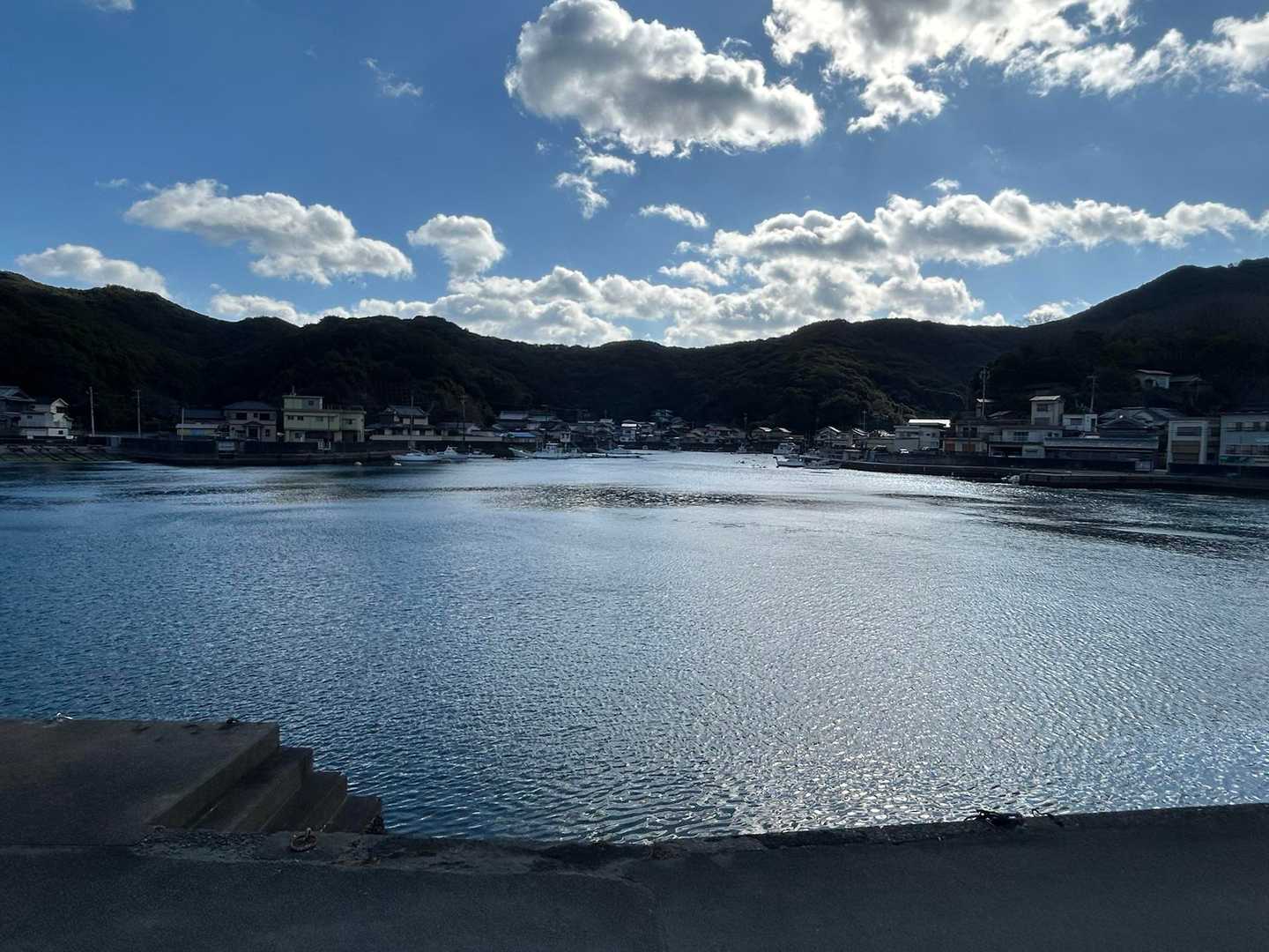神社⛩️の前の道からの湾