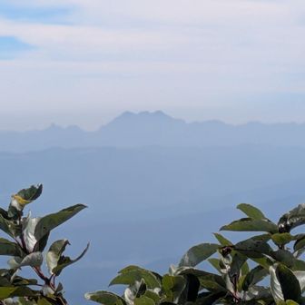 英彦山　北岳　中岳　南岳　がうっすら見える。