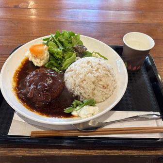 貴族値段のデミグラスハンバーグプレートを頂きます。
美味しがった！