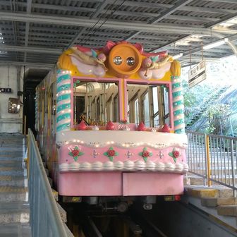 一旦宝山寺駅下車して乗り換えて生駒山上駅まで。こちらは🍰が付いたスイートだって☺️