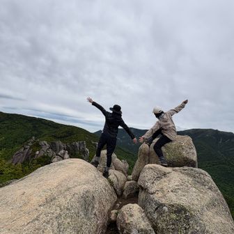頂上は岩岩してて立つのも怖かったね〜。