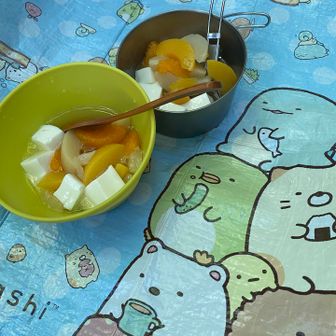 杏仁豆腐フルーツで一休み