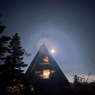 三角お屋根の向こうに満月🌕