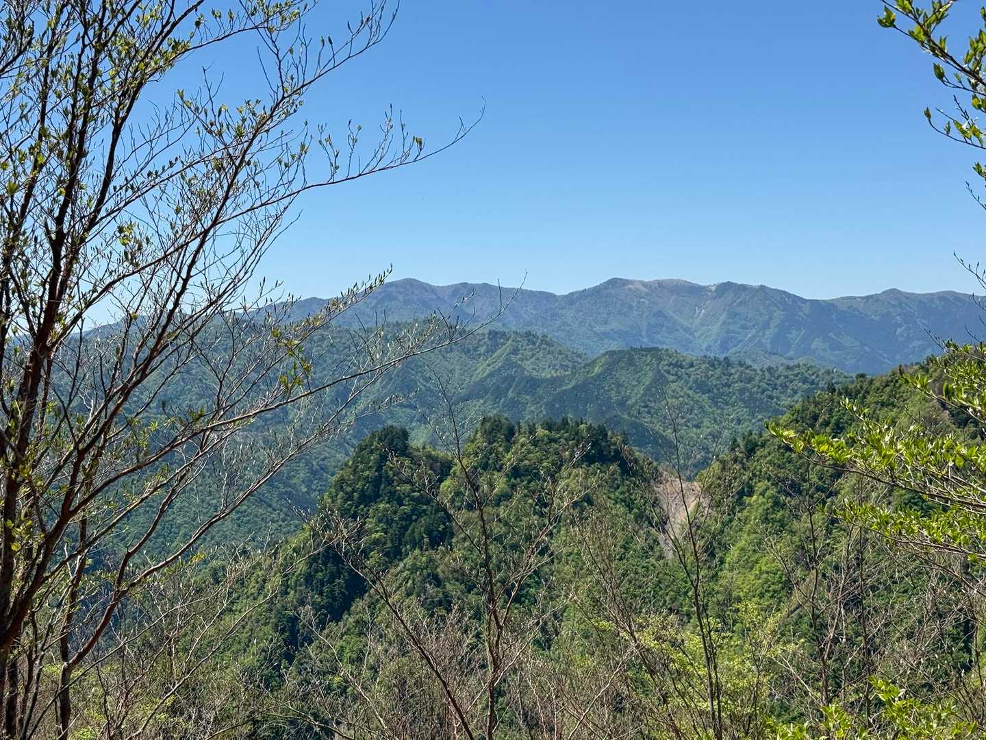 大台ヶ原（左遠景）と三津河落山（右遠景）