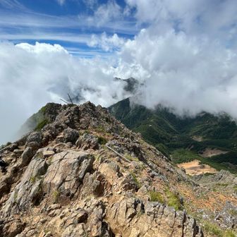 赤岳山頂の景色☁️