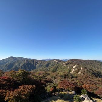 青い空と稜線　

茶色🟤　紅葉なのか？